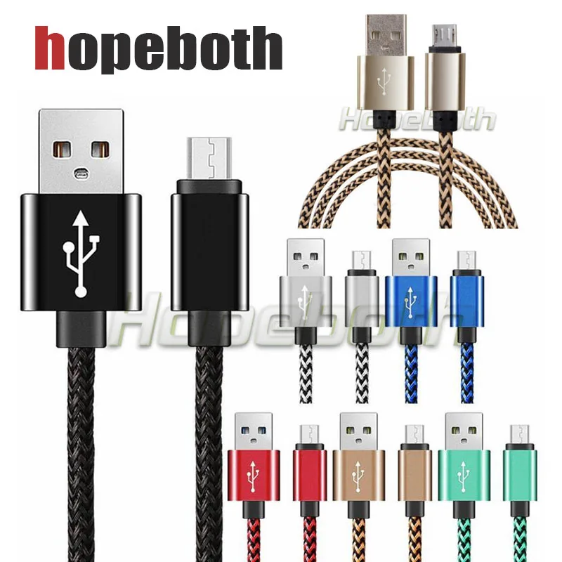 100 шт./лот 1 м 2 3 микро USB кабель а нейлоновый плетеный провод металлический штекер