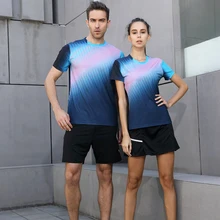 Бег Спорт фитнес тренажерный зал быстросохнущая дышащая рубашка для бадминтона, для женщин/мужчин настольная Теннисная Команда игры футболки Высокое качество Новинка