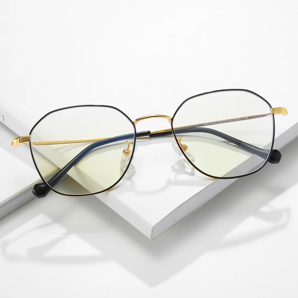 TR90 Anti Blue Ray Eyeglasses Thin Gold Metal Prescription Eyewear