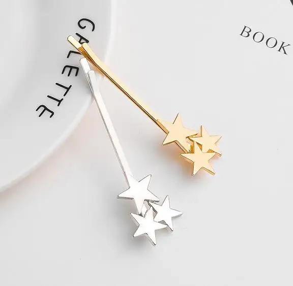 

Korea Simple Metal Hairpins for Women Hollow Star Shape Hair Clips Silver Gold Color Hairgrip Hair Styling Accessories