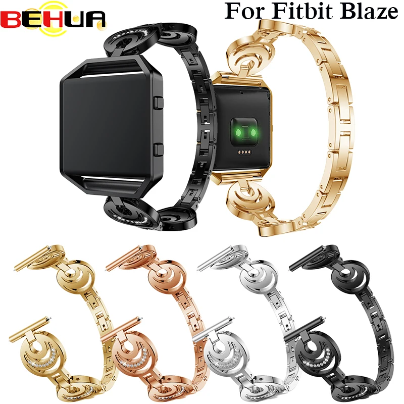 

Fashion Crescent Type Crystal Watchband Wrist Strap For Fitbit Blaze Fitness Watch Bands With Frame case Replacement Accessory