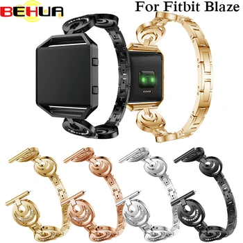 

Fashion Crescent Type Crystal Watchband Wrist Strap For Fitbit Blaze Fitness Watch Bands With Frame case Replacement Accessory