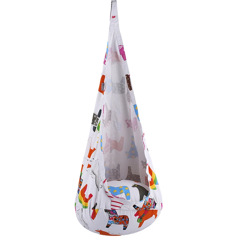 Надувной детский гамак садовая мебель качели стул подвесной, для помещений и улицы сиденье Детский самокат патио портативный садовые качели - Color: White