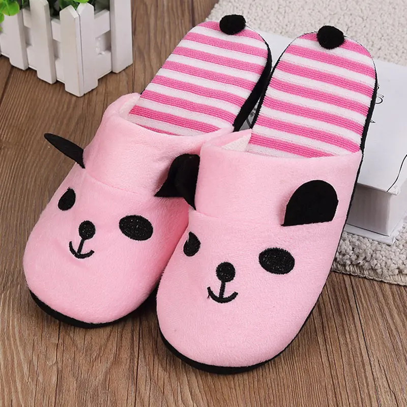 

Women Cotton Warm Home Slippers Non-Slip Cute Cartoon Panda Soft Slippers Autumn Winter Comfortable Indoor Fur Shoes