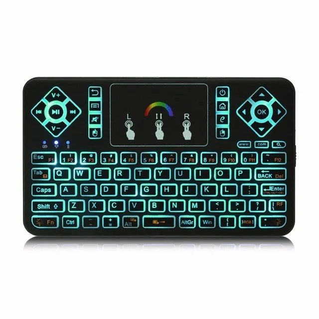 Portable Wireless remote Control Keyboard with Backlit 2.4GHz Qwerty Touchpad For TV Box Laptop