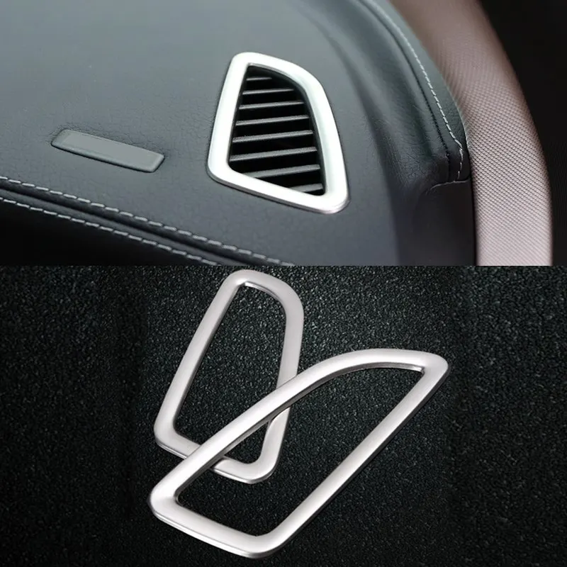 2PCS Stainless Steel instrument panel outlet decorative Trim Cover Stickers For Mercedes Benz