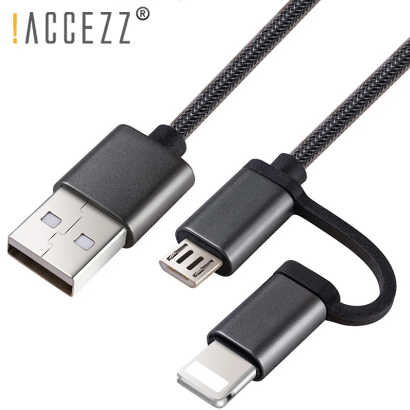 ! 2 в 1 8 Pin Micro USB Lighting кабель ACCEZZ для зарядки и синхронизации данных iPhone 7 Plus X