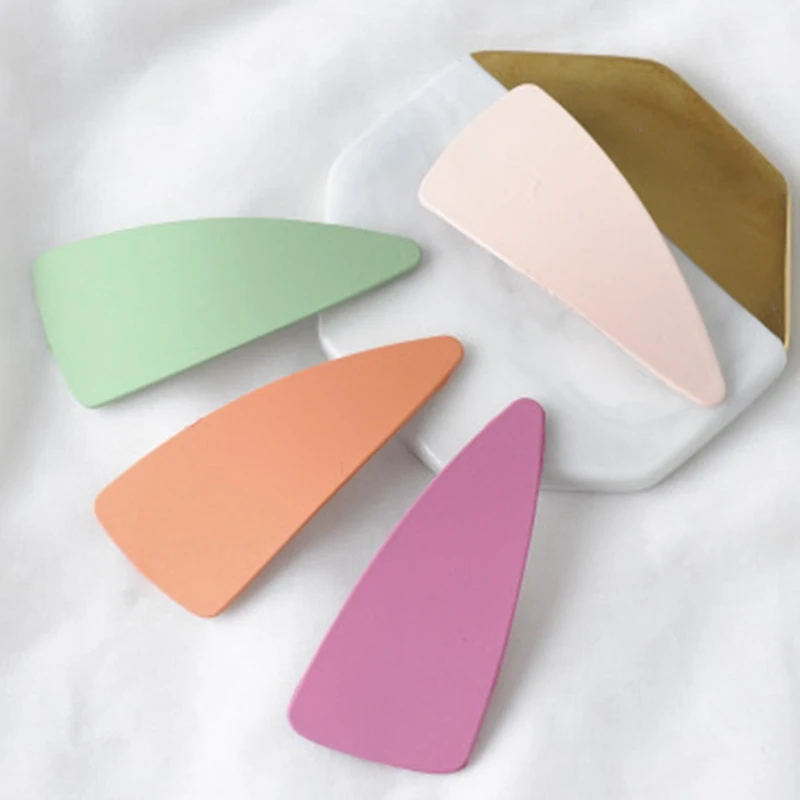 Fashion Korean Candy Color Geometrical Hair Clips Women Dull Polish Allergy Free Girls Triangle BB Hair Clip 1PC