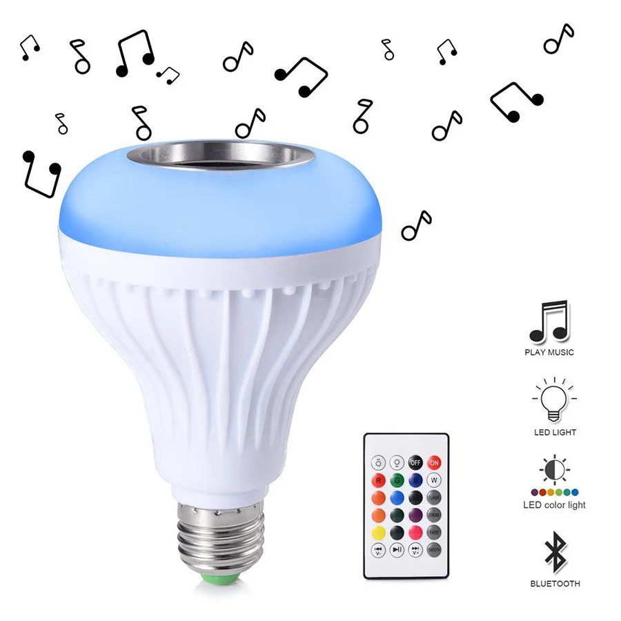 E27 Smart RGB RGBW Беспроводной Bluetooth Динамик светодиодные лампы 85 В-265 В dimmable музыка играет лампа С 24 клавиши Дистанционное управление