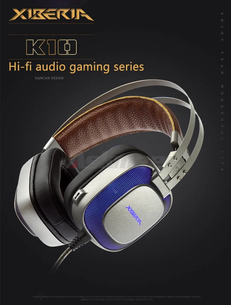 XIBERIA K10 Gaming Headphones casque USB Computer Stereo Heavy Bass Game Headset with Microphone LED Light for PC Gamer (8)