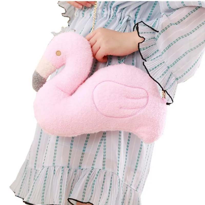 

Newest Cartoon Flamingo Plush Animals stuffed Shoulder Wallet bag Girls Crossbody Cute Bags