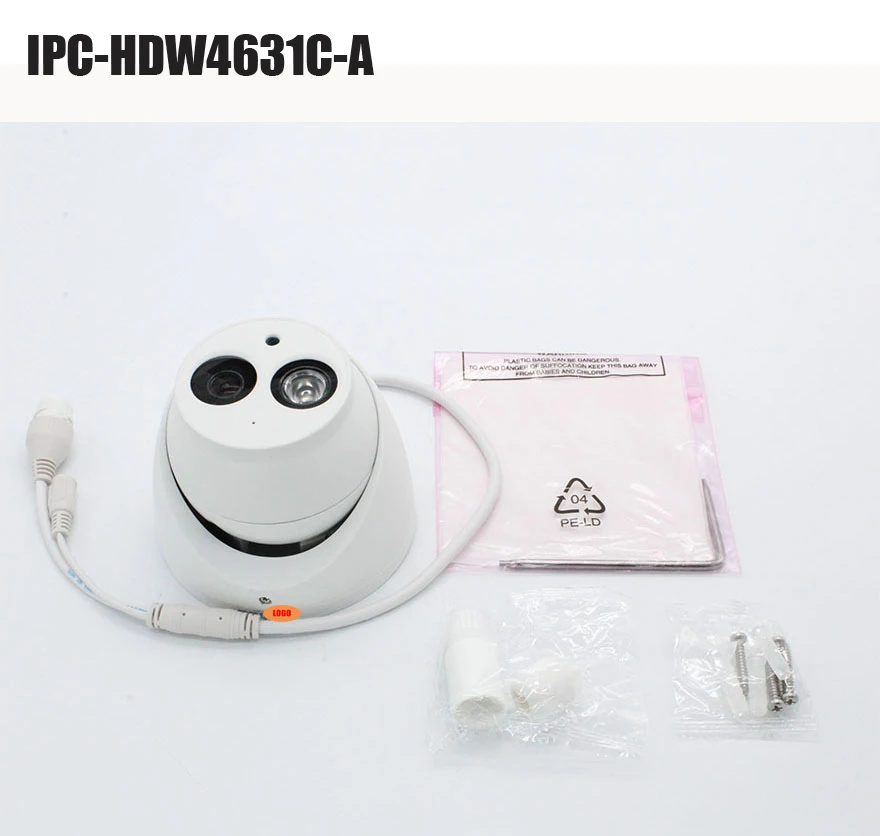 Оригинальная 4MP POE ip-камера IPC-HDW4433C-A H.265 IP67 Встроенный микрофон Замена IPC-HDW4431C-A купольная сетевая камера IPC-HDW4631C-A логотип