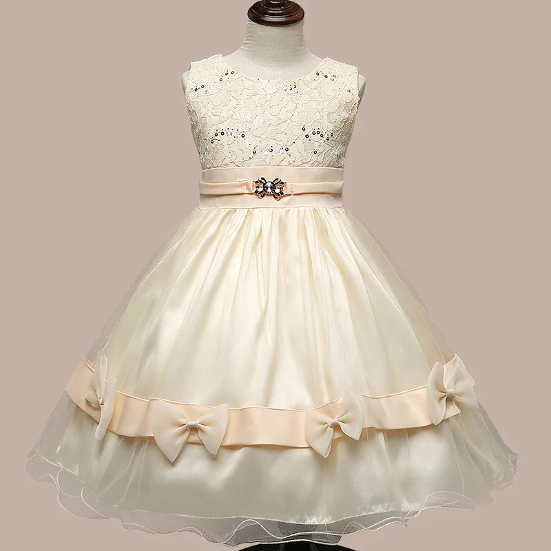 

girls party wear dress kids 2016 summer sleeveless lace girls princess wedding dress teenagers kids party prom gowns 3 - 7years