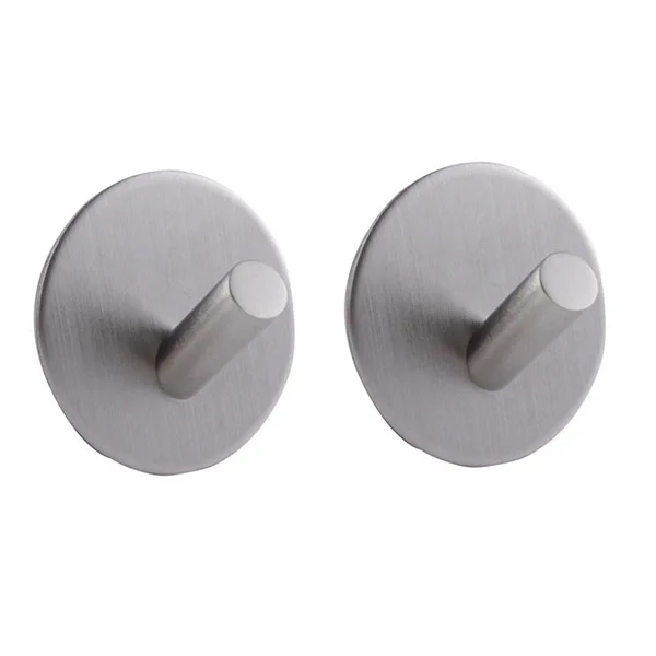 2pcs Self Adhesive Bath Hooks Stainless Steel Bathroom Towel Hook Stick