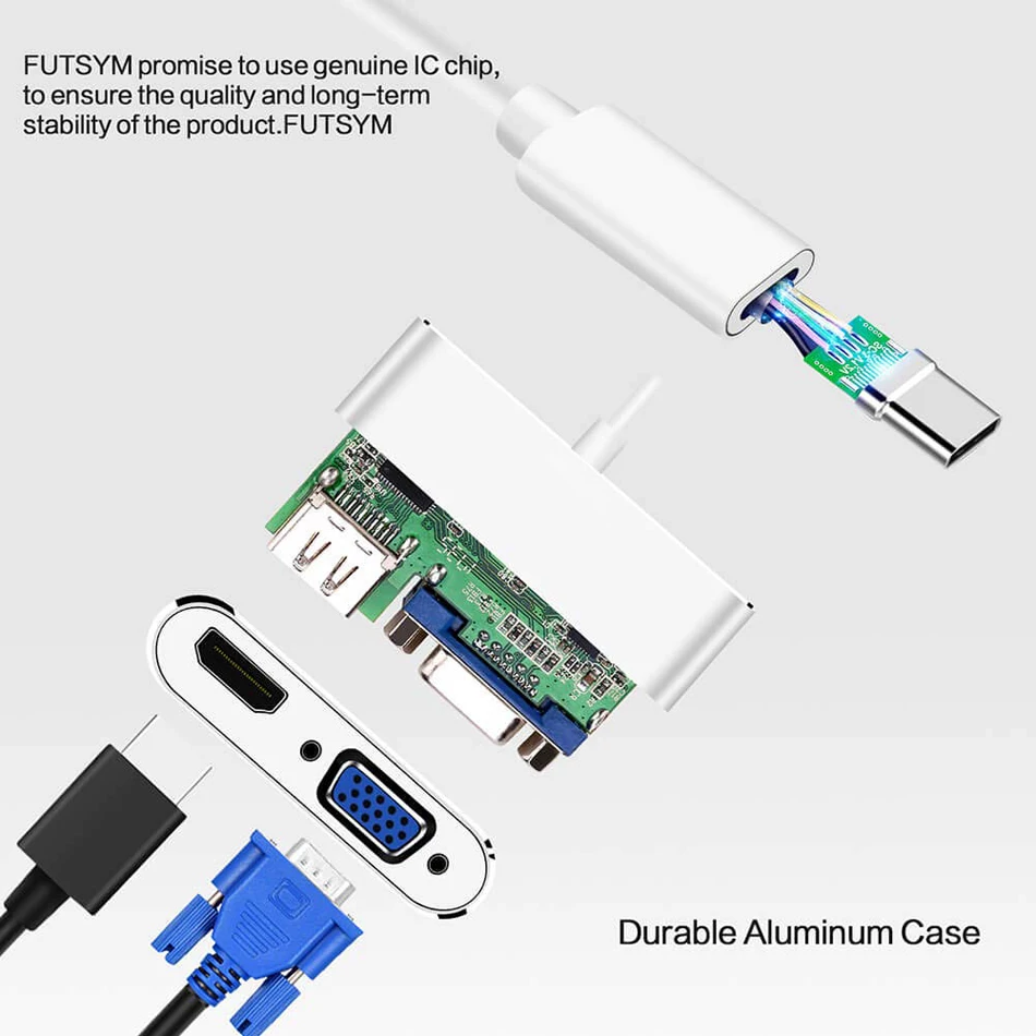 USBC к HDMI 4K 30 Hz VGA адаптер USB 3 1 Type C видео конвертеры для нового Macbook Pro/Chromebook Pix|Кабели