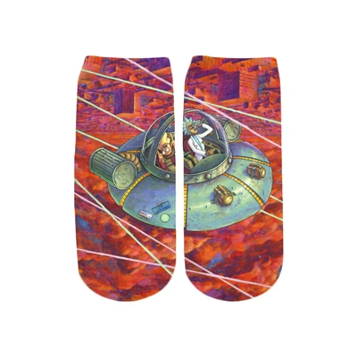 PLstar Cosmos/Новинка года; милые хлопковые короткие носки с 3D принтом с рисунком Рика и Морти для женщин; корейские носки в стиле Харадзюку - Цвет: color as the picture