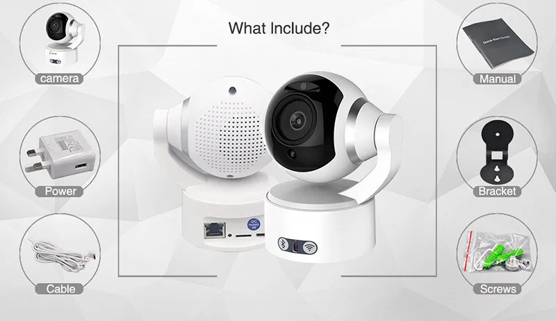 Full HD 1080P 2.0MP Home Network WIFI Wireless Video Surveillance Security CCTV Camera Bluetooth PTZ IP Camera With Speaker