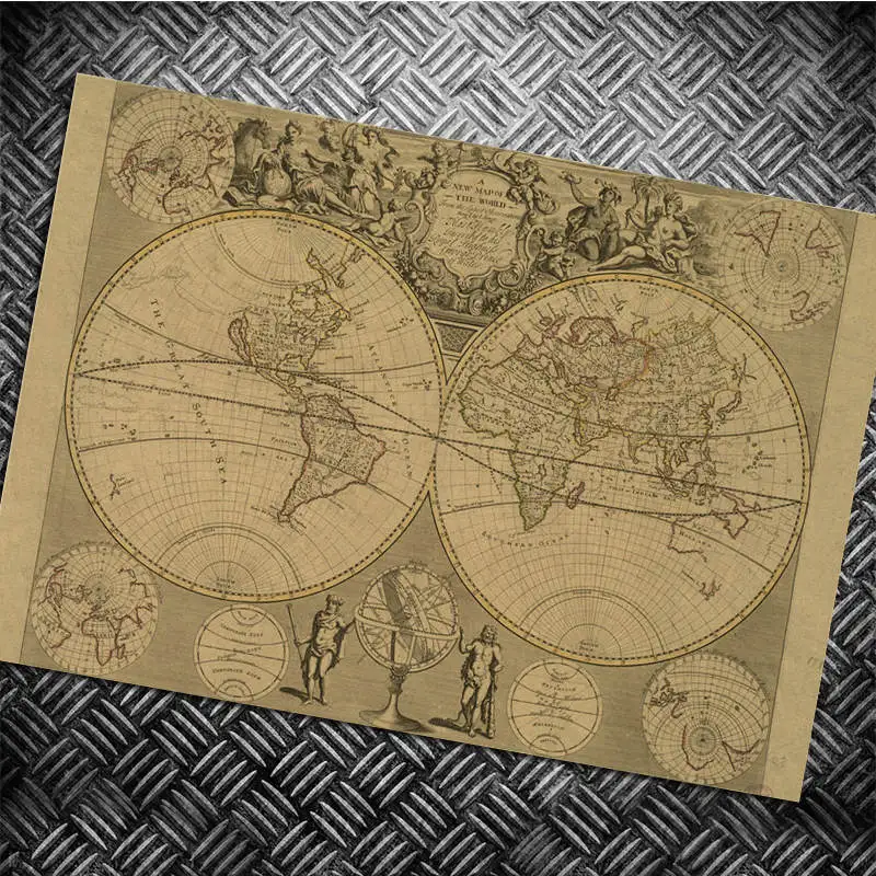 vintage classic map Posters Simple Creative Kraft Paper Posters retro
