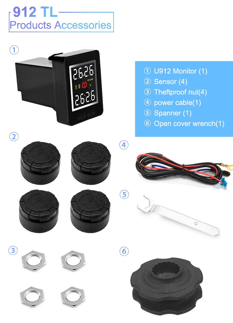 Автомобильный Беспроводной TPMS система контроля давления в шинах для Toyota Honda Nissan Mazda/давление в шинах Давление мониторинга Системы с 4 внешних датчики ЖК-дисплей Встроенный монитор