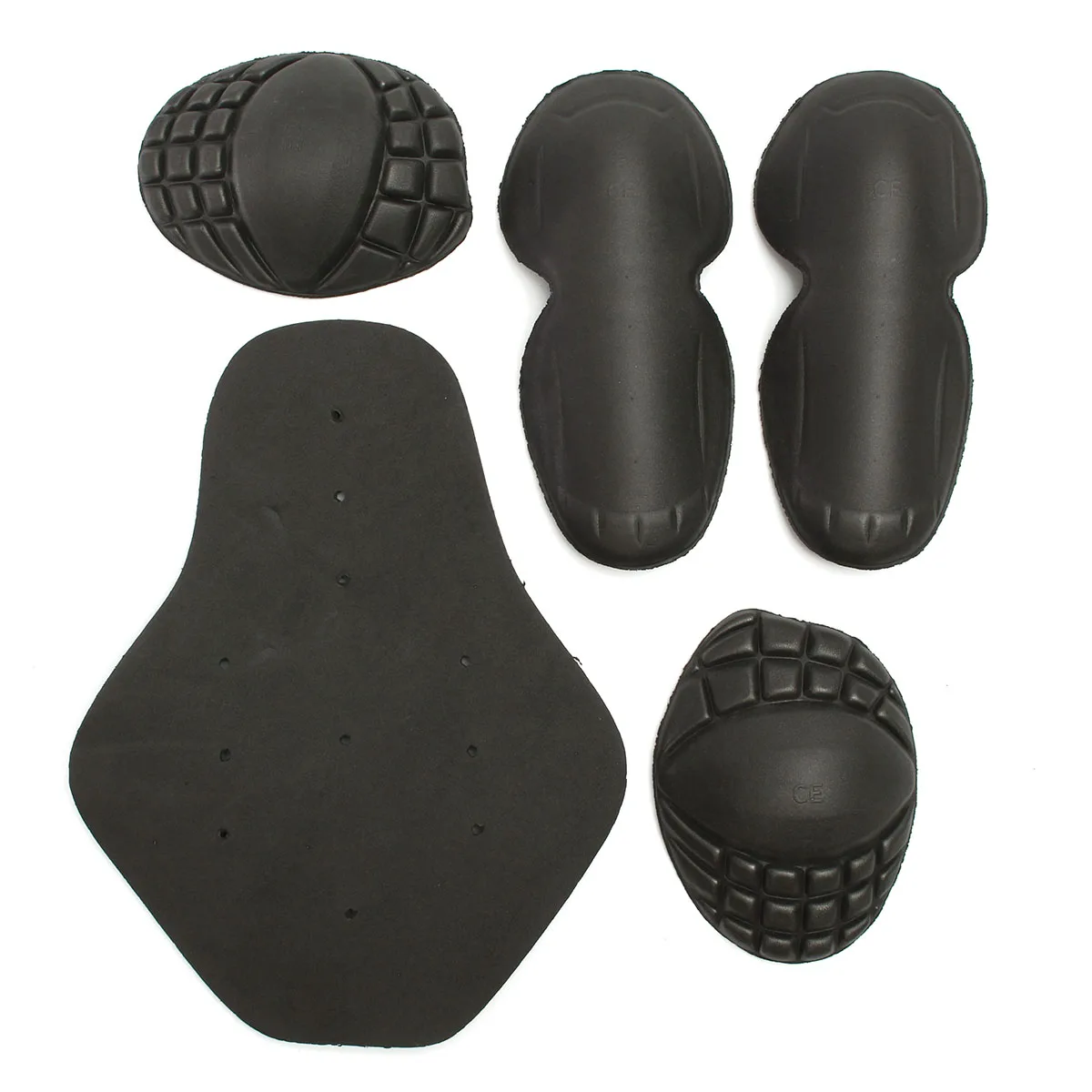 

5 Pcs/Set Black Motorcycle Riding Shoulders Elbows Back Chest Knee Protection Pads Racing Safety Hard Armour