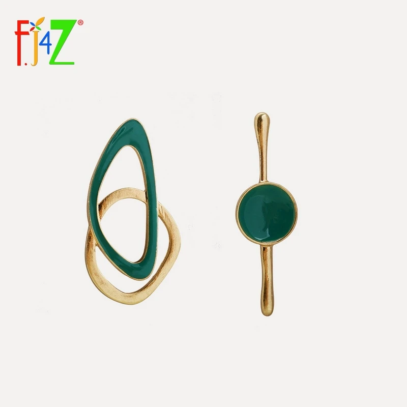 

F.J4Z New arrival Fashion simple style Designed mismatched Earrings women's alloy enamel tribe stud Earrings For party C089