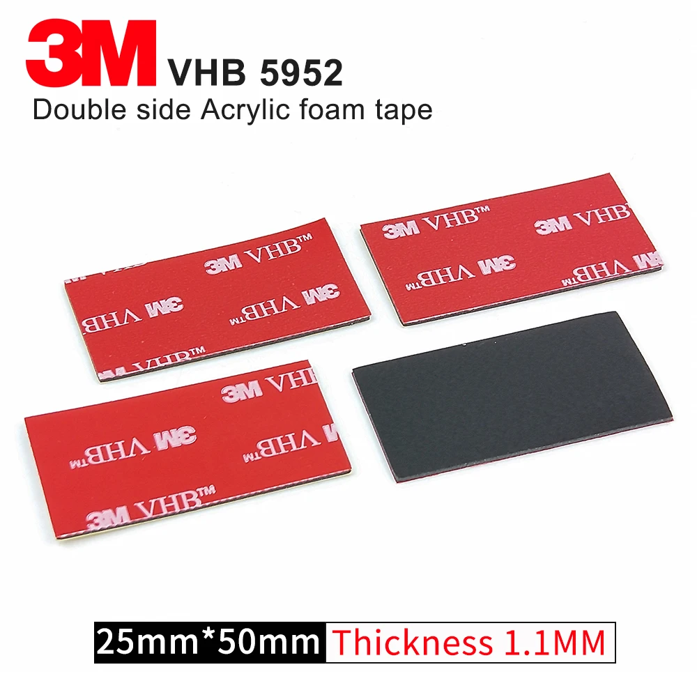 

10Pcs/Lot 3M VHB 5952 Heavy Duty Double Sided Adhesive Acrylic Foam Tape Good For Car Camcorder DVR Holder,Size 25mm*50mm