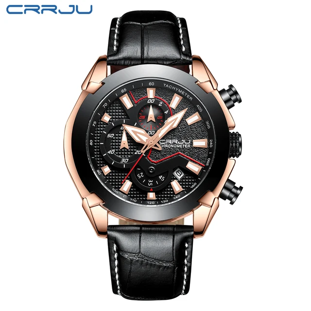 Men Chronograph Watches Crrju Top Luxury Brand Men Military Sport Wristwatch Quartz Watch Relogio Masculino support dropshipping