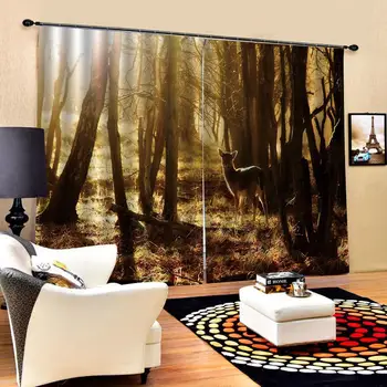 

sunset forest curtains for bedroom Nature Art Print Drapes Living room Bedroom Decor 2 Panels HooksWindow Curtains