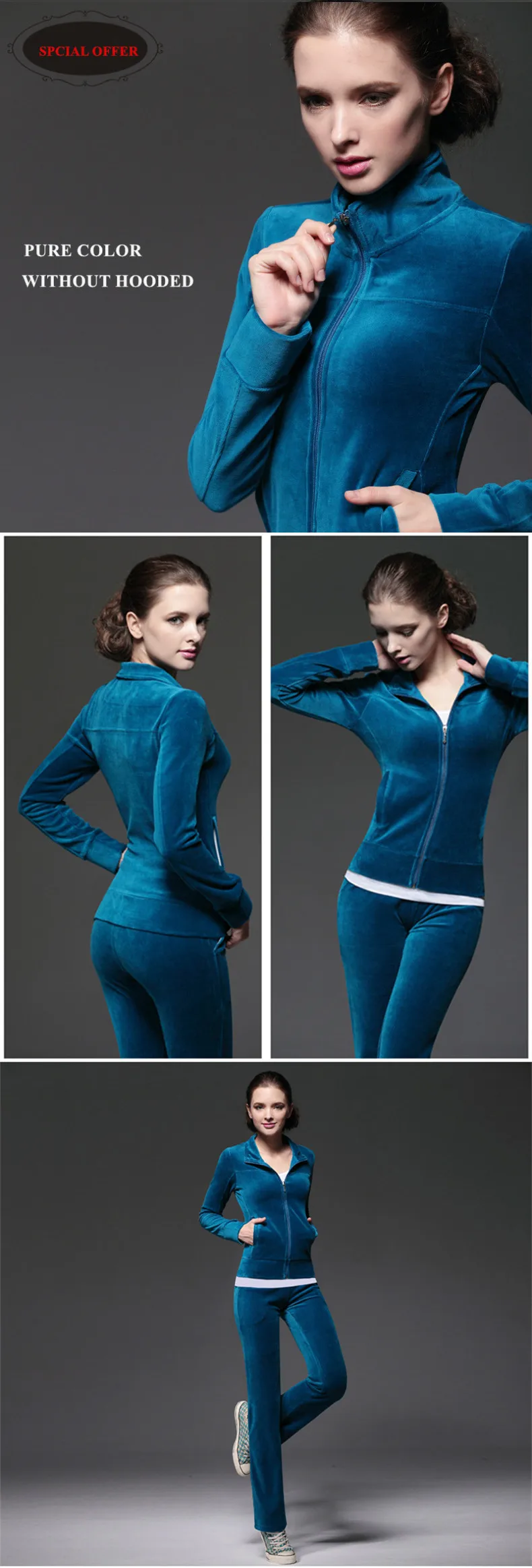 UMLIFE Sports Suit Women Velvet Tracksuit 2017 New Fitness Sport Casual Set Embroidery Fashion Jogging Suit Femme Track Suit  (27)