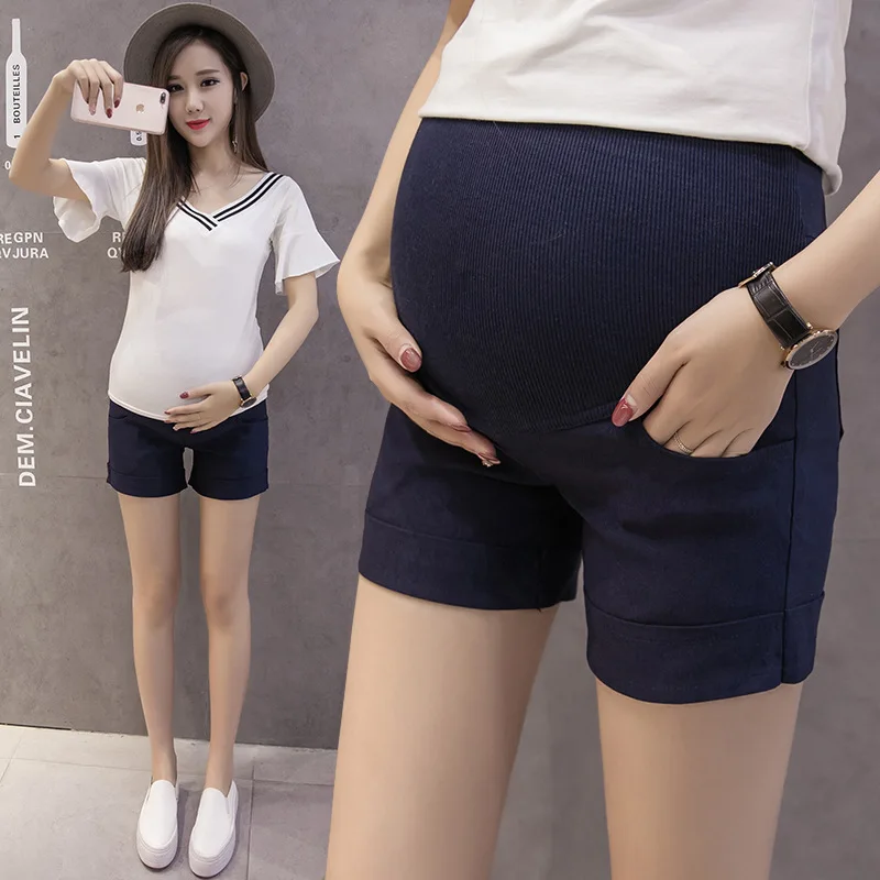 Летние шорты для беременных, Одежда для беременных, короткие штаны для беременных, большие размеры, эластичные брючные штаны, H110