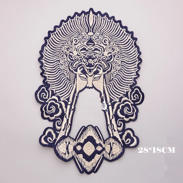 

2017 New high quality DIY 3D embroidery patch large Special China God of War applique for clothing