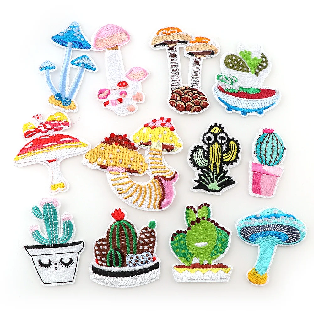 12Pcs 43-76mm Mix Lovely Plant Style Fashion Patches Iron On Embroidery Patch Badges Applique Clothes Clothing Sewing Supplies | Дом и сад