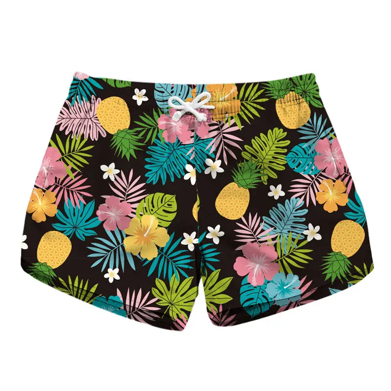 Летние женские пляжные шорты водонепроницаемые спортивные штаны с 3D принтом ананаса, Свободные мини шорты для серфинга с карманами, праздничные плавки для серфинга - Цвет: Lbp-6007