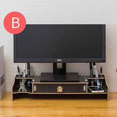 Деревянный компьютер монитор Стенд настольный монитор Стенд стояк Настольный держатель ноутбук стенд Органайзер Коробка Для Хранения Чехол - Цвет: HH381900CS3