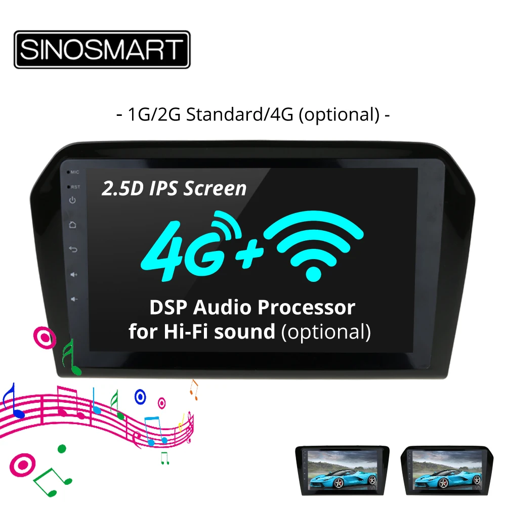 

SINOSMART 2.5D IPS Screen 1G/2G/4G Optional Car GPS Navigation for Volkswagen Santana 2013-2015 Support OBD 2 Bluetooth