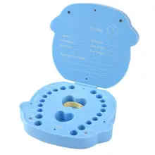 Детская пластиковая коробка с лиственными зубами, сувенирная креативная коробка-органайзер для детских зубов, влагостойкая синяя коробка