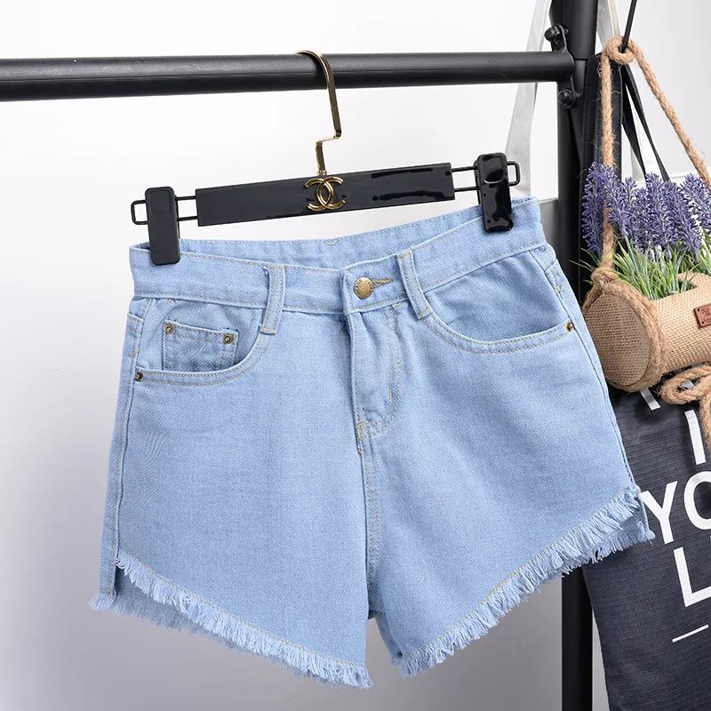 

Women Super Shorts Summer Loose Ripped Tassel Casual Femininos Sexy Vintage Washed Denim Shorts Girl Mid Waist Skinny Female