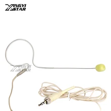 Бежевый проводной один ушной крючок гарнитура микрофон 3,5 мм винтовой замок стерео разъем беспроводные микрофоны для UHF беспроводной системы нательный передатчик