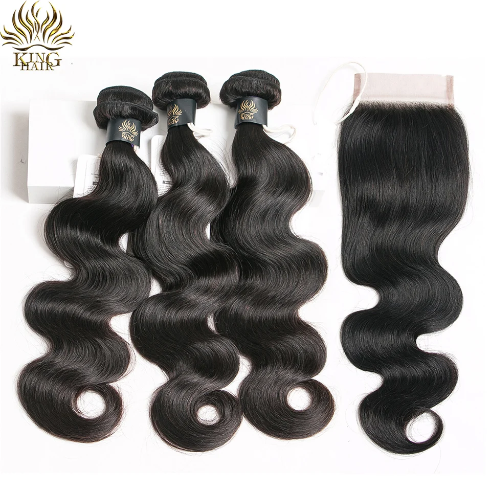 Indian Body Wave Hair Bundles With Closure 4 Pcs Lot Remy Human