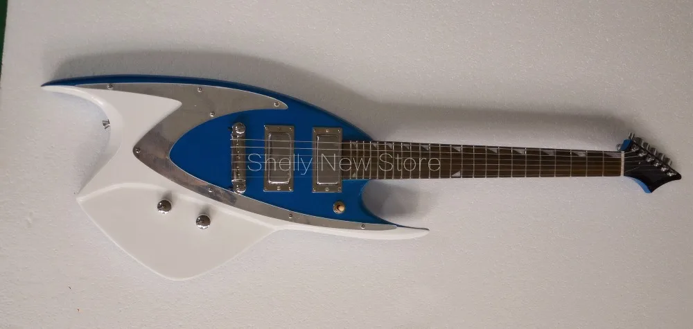

Shelly new store factory custom blue sparkle metallic fish shark 6 string locking tuners electric guitar musical instrument shop