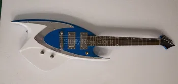 

Shelly new store factory custom blue sparkle metallic fish shark 6 string locking tuners electric guitar musical instrument shop
