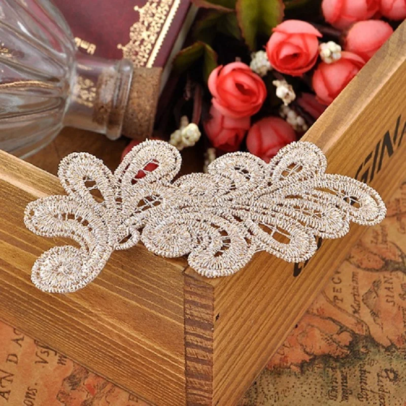 

10pcs/Lot Handmade Lace Trim Appliques Flower Sewing Trims DIY Craft Lace Applique for Wedding Dress Hair Costume Accessories