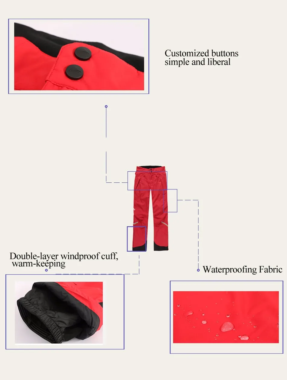 ROYALWAY женские лыжные штаны, Сноубордические штаны, уличная Высококачественная теплая одежда, ветрозащитная Водонепроницаемая# RFJL4505G