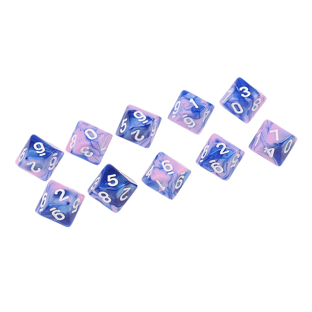 Perfeclan 10pcs 10 Sided D10 Polyhedral Dice Double Color for DND RPG MTG Board Game Accessories Double Colors Dice