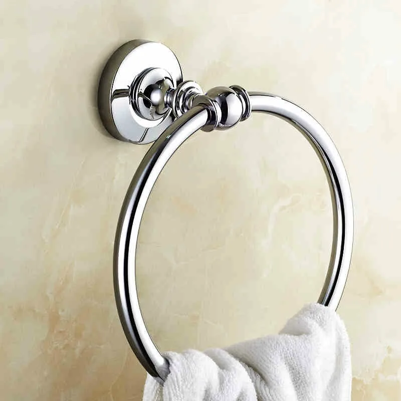 Chrome Finish Round Towel Ring Brass Bathroom Towel Rack European