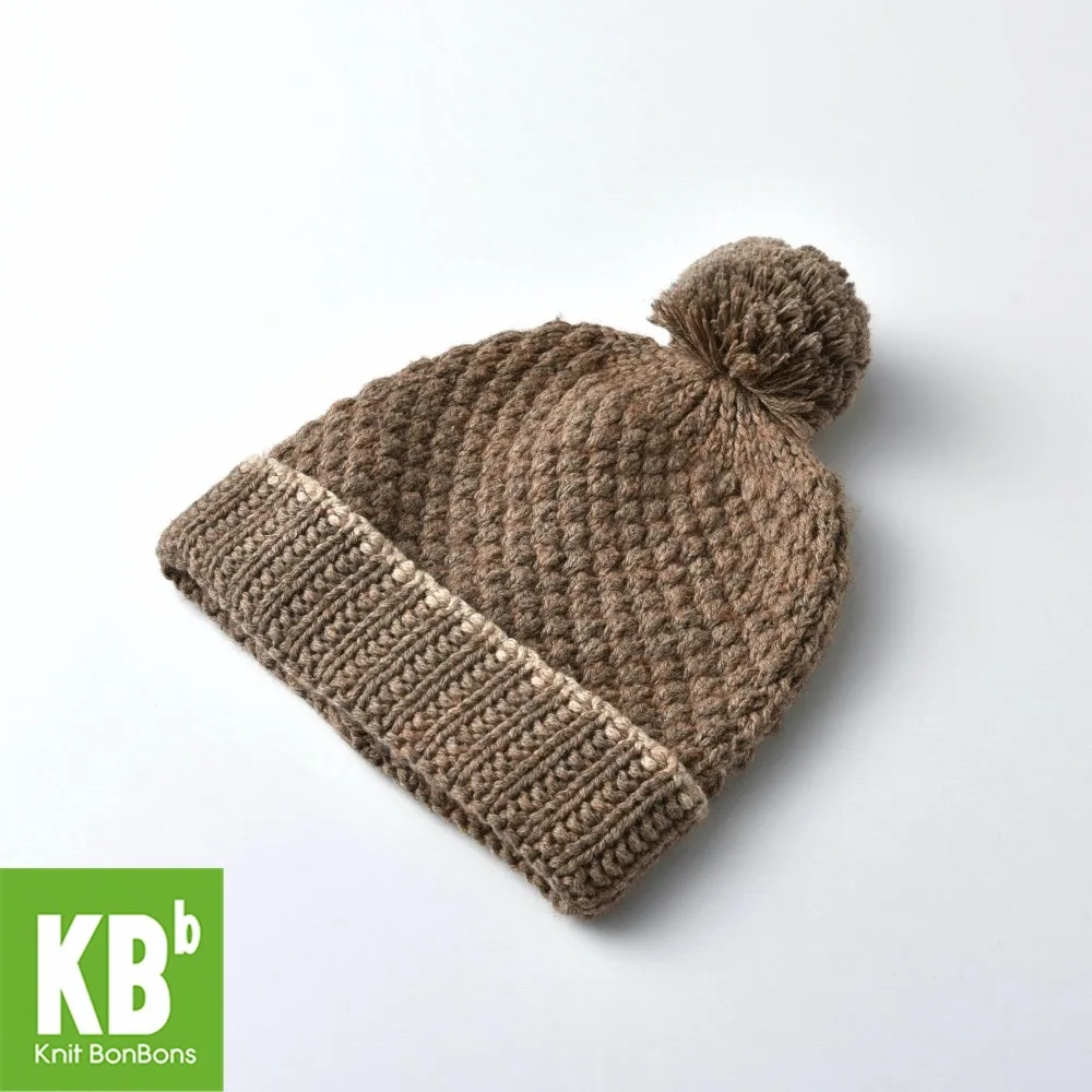 

2018 KBB Spring Winter New Style Brown Children Wool Plaid Women Men Yarn Knit Pom Pom Warm Adult Fashion Winter Hat Beanie