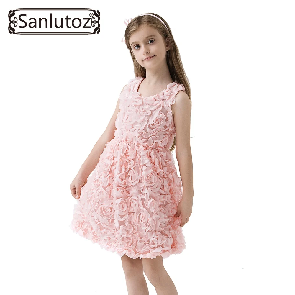 

Sanlutoz Flower Girl Dress Summer Kids Clothes Brand Costume for Kids Party Holiday Toddler Princess Birthday 2017 Baby