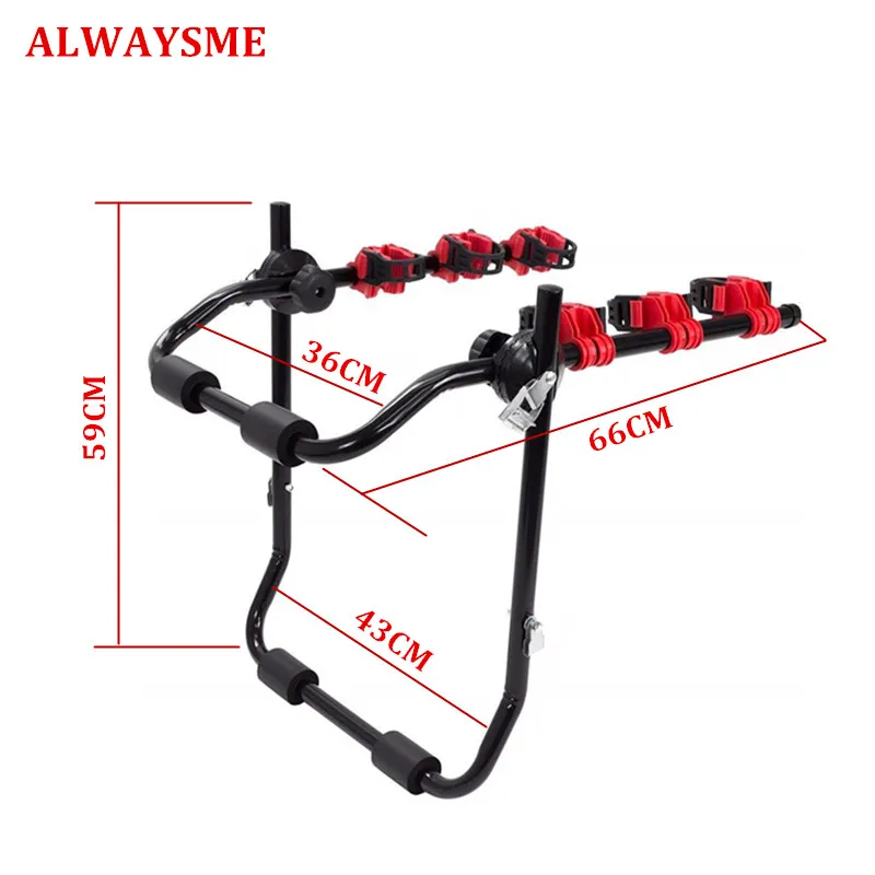 ALWAYSME сверхмощная 3-велосипедная стойка для багажника, велосипедная стойка, 3-велосипедная переноска, крепление для багажника, хэтчбек для внедорожника, автомобиля 77x45x10 см