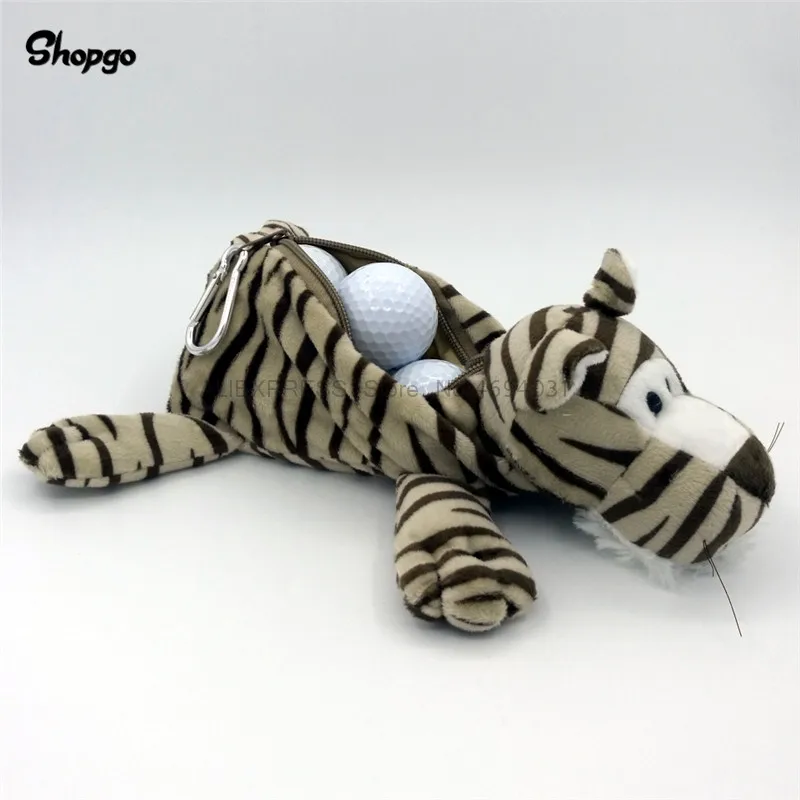 

[Size 6-7pcs] Stripe Tiger Small Golf Ball Bag Animal Zipper Golf Bags Sporting Goods Mascot Novelty Cute Gift