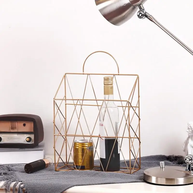 الشمال الحد الأدنى الحديد سطح المكتب المعادن صحيفة الحطام الديكور سلة التخزين شنقا تخزين الرف رف خزانة